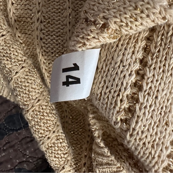 Beautiful sweater with a gold glitter to it. Tag says 14 but see measurements. - Picture 6 of 8